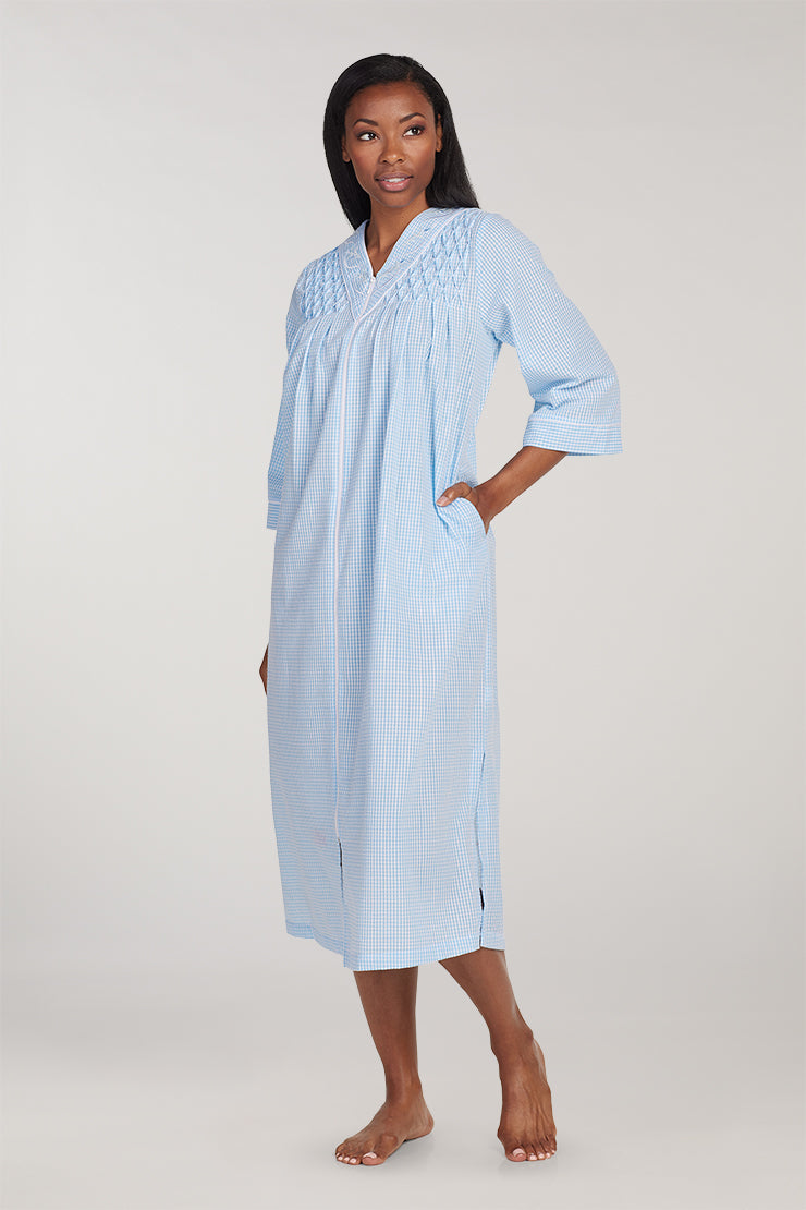 Shop The Seersucker Long Robe – Miss Elaine Store