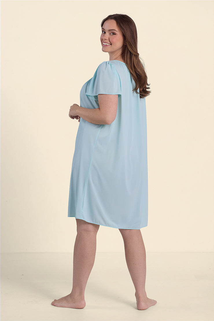 light blue sleep dress Light Blue Linen Night Dress RIVER Lace