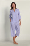Seersucker Pajama Set - 3/4 Sleeves