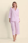 Seersucker Pajama Set - 3/4 Sleeves