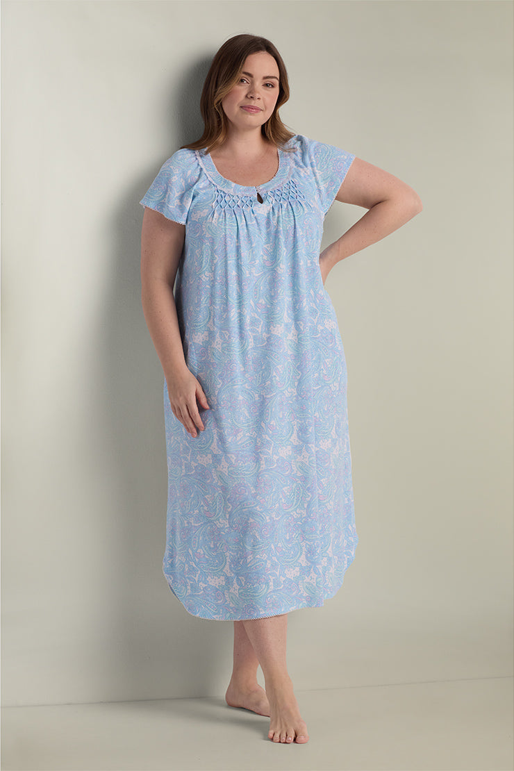 blue nightgown dress Silk Satin Long Nightgown, 42 / Off White