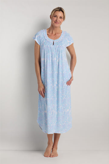 Cottonessa Blue Paisley Long Nightgown