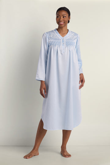 Brushed Back Satin Long Nightgown