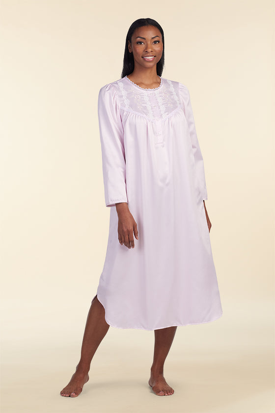 Brushed Back Satin Long Nightgown Miss Elaine Store