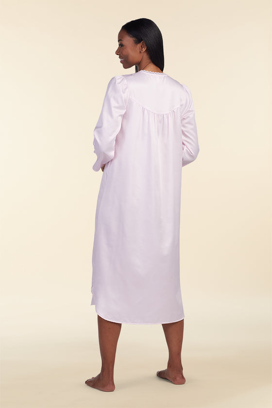 Brushed Back Satin Long Nightgown