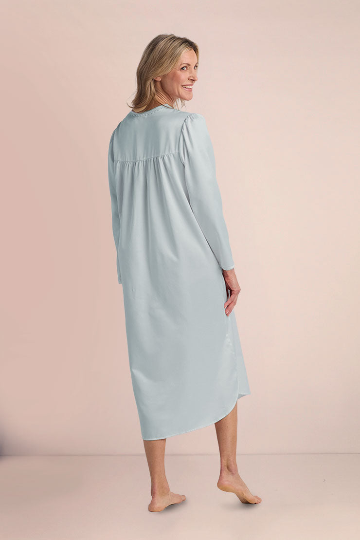 Brushed Back Satin Long Nightgown