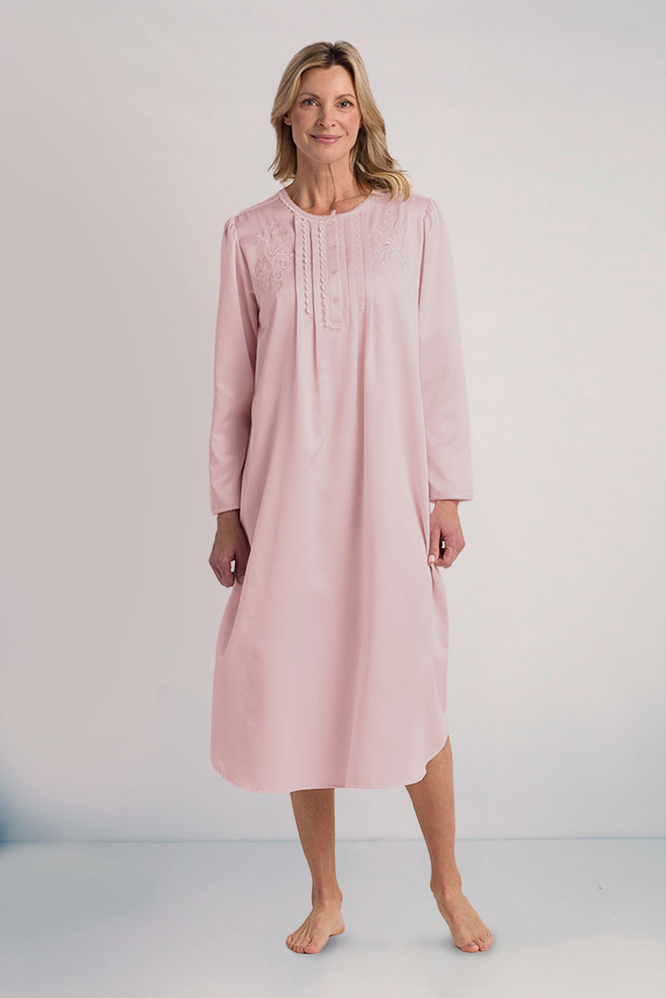 Brushed Back Satin Long Nightgown