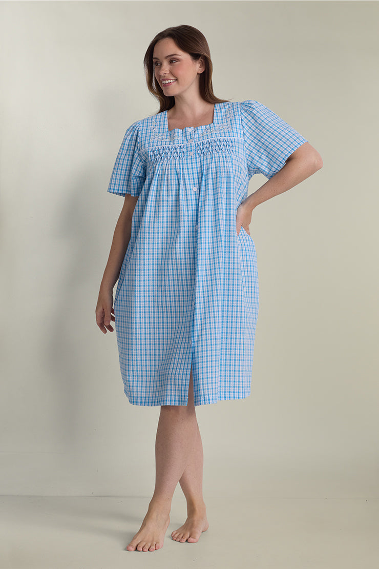Short Snap Front Robe With Pockets For Loungewear Miss Elaine