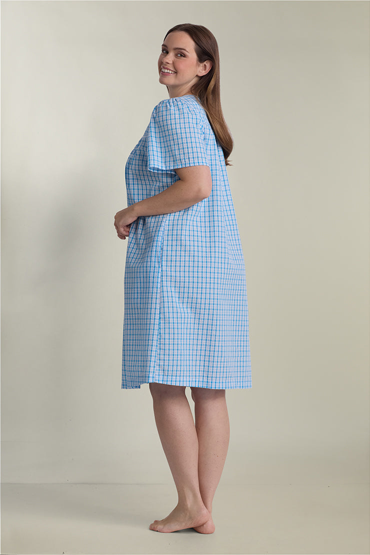 Seersucker Short Robe with Short Sleeves – Miss Elaine Store