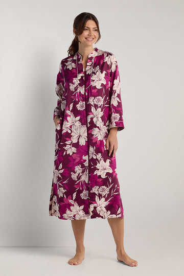 Brushed Back Satin Long Robe