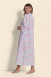 Seersucker Long Floral Robe with Zip-Up Front