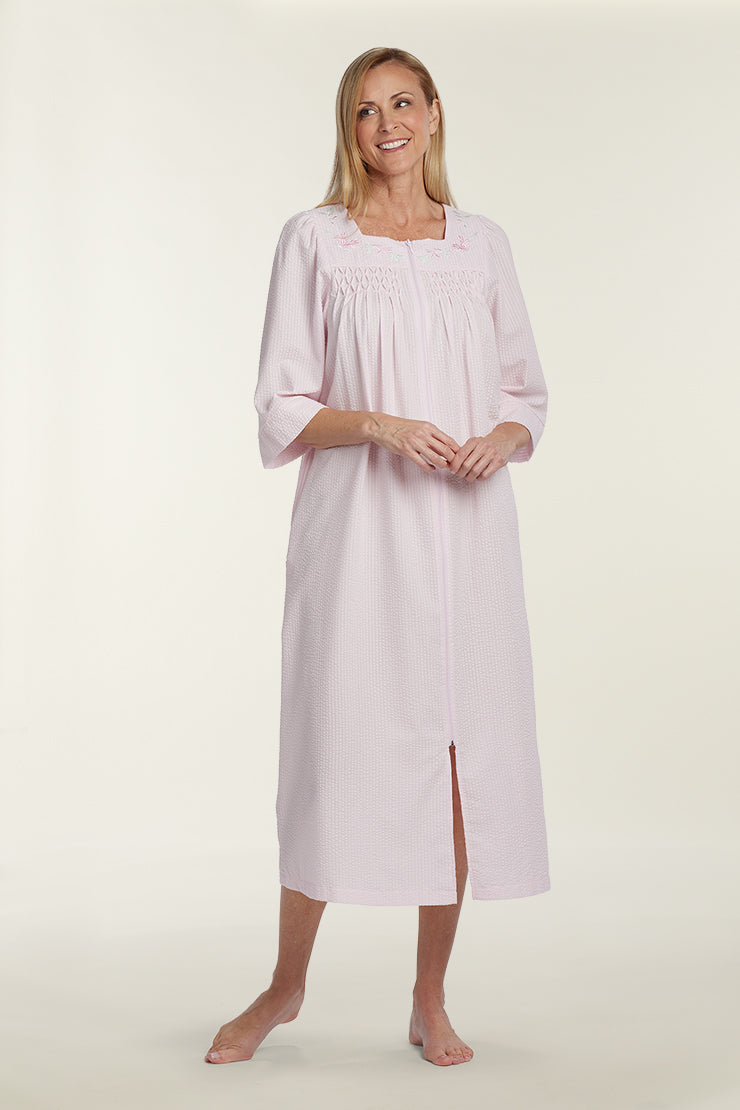 Kayanna Seersucker Snap Front Robe