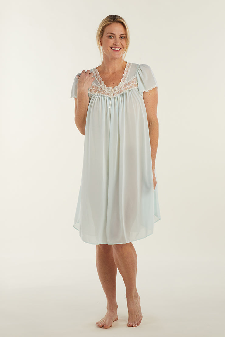 Silk Essence Sheer Short Nightgown Miss Elaine Store