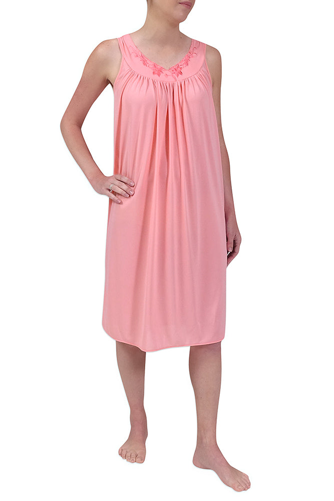 nylon night dress for ladies Nylon Tricot Short Nightgown, Sea Foam / Large