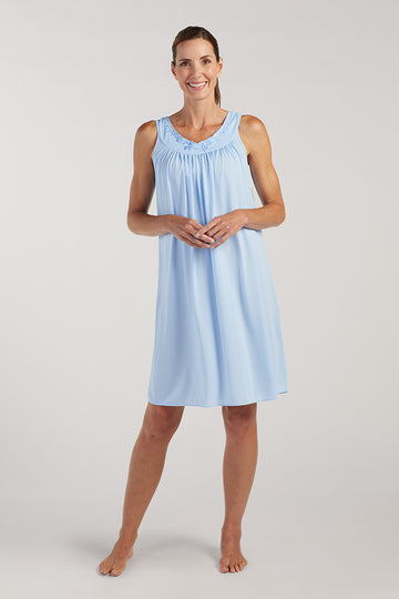Nylon Tricot Nightgown -Sleeveless Short Gown