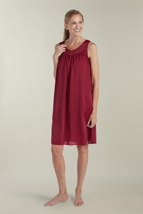 Nylon Tricot Nightgown -Sleeveless Short Gown