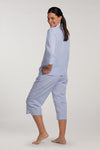 Seersucker Pajama Set - 3/4 Sleeves