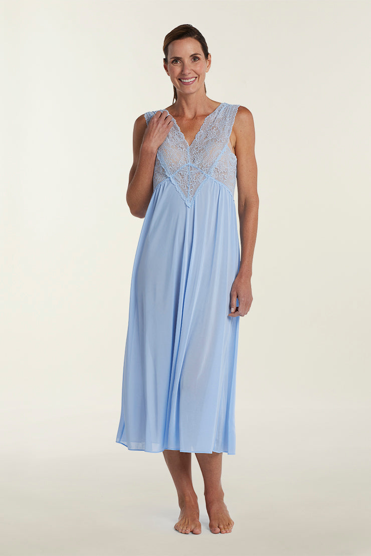 Miss Elaine Vintage Lace Nightgown Bluebell Small