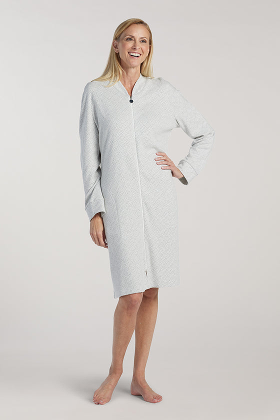 Brushed Knit Soft Breakaway Zipper Robe- Long Sleeves | Clearance only