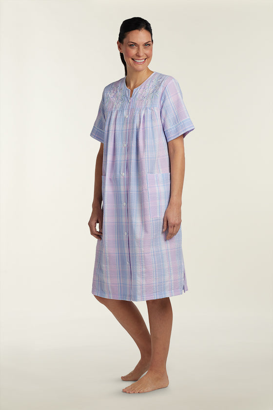 Seersucker Robe - Short Robe/Short Sleeves